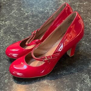 Red Patent Leather Mary Jane Heels